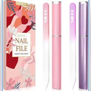 2 Pk Glass Nail File with Case for Natural Nails